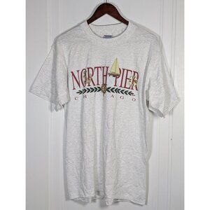 Vintage 80s 90s North Pier Chicago Single Stitch Shirt Gray Size Large VTG Retro